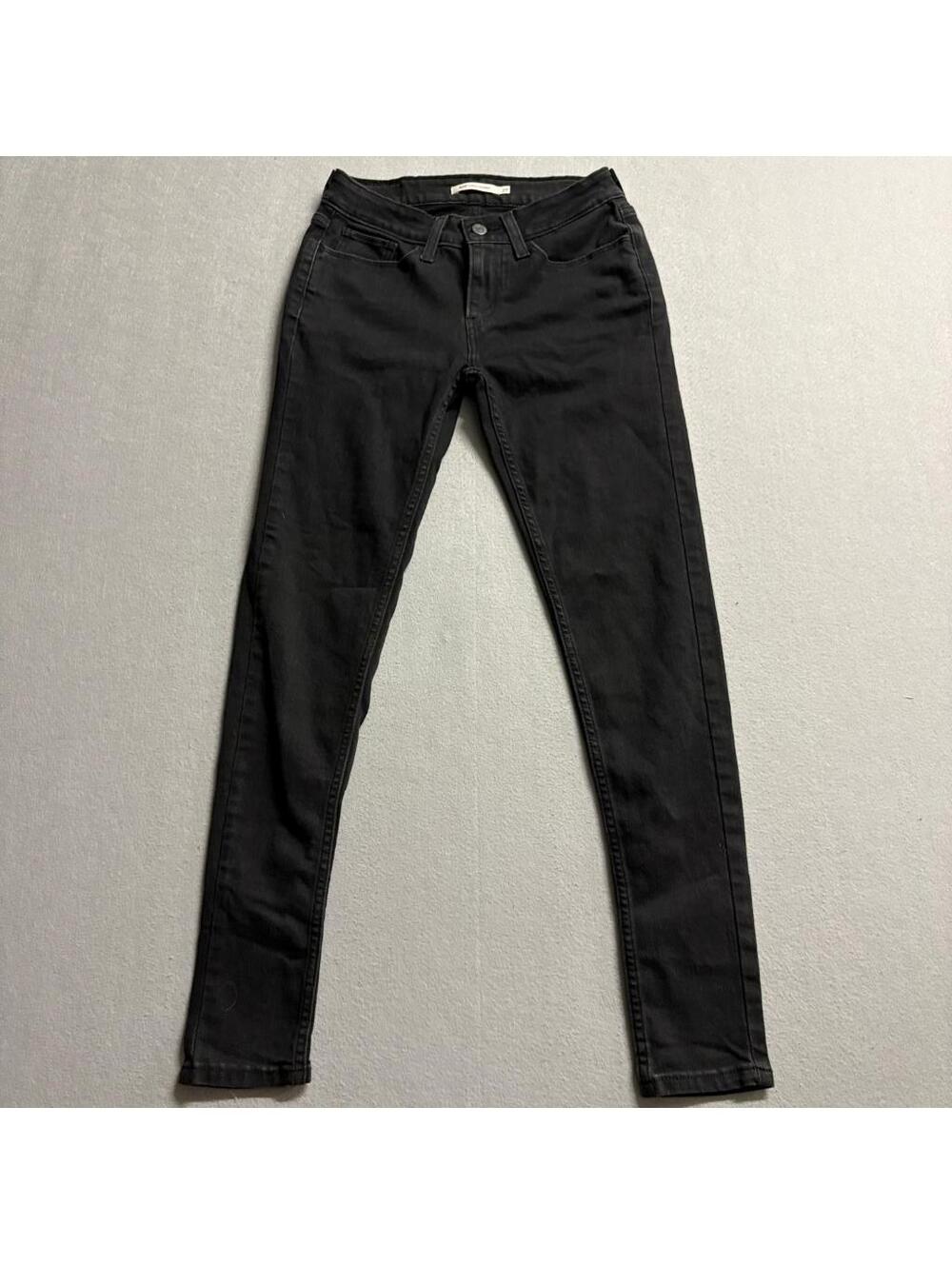 Levis 535 Super Skinny Jeans Womens 27x30 Black Denim Stretch Low Rise